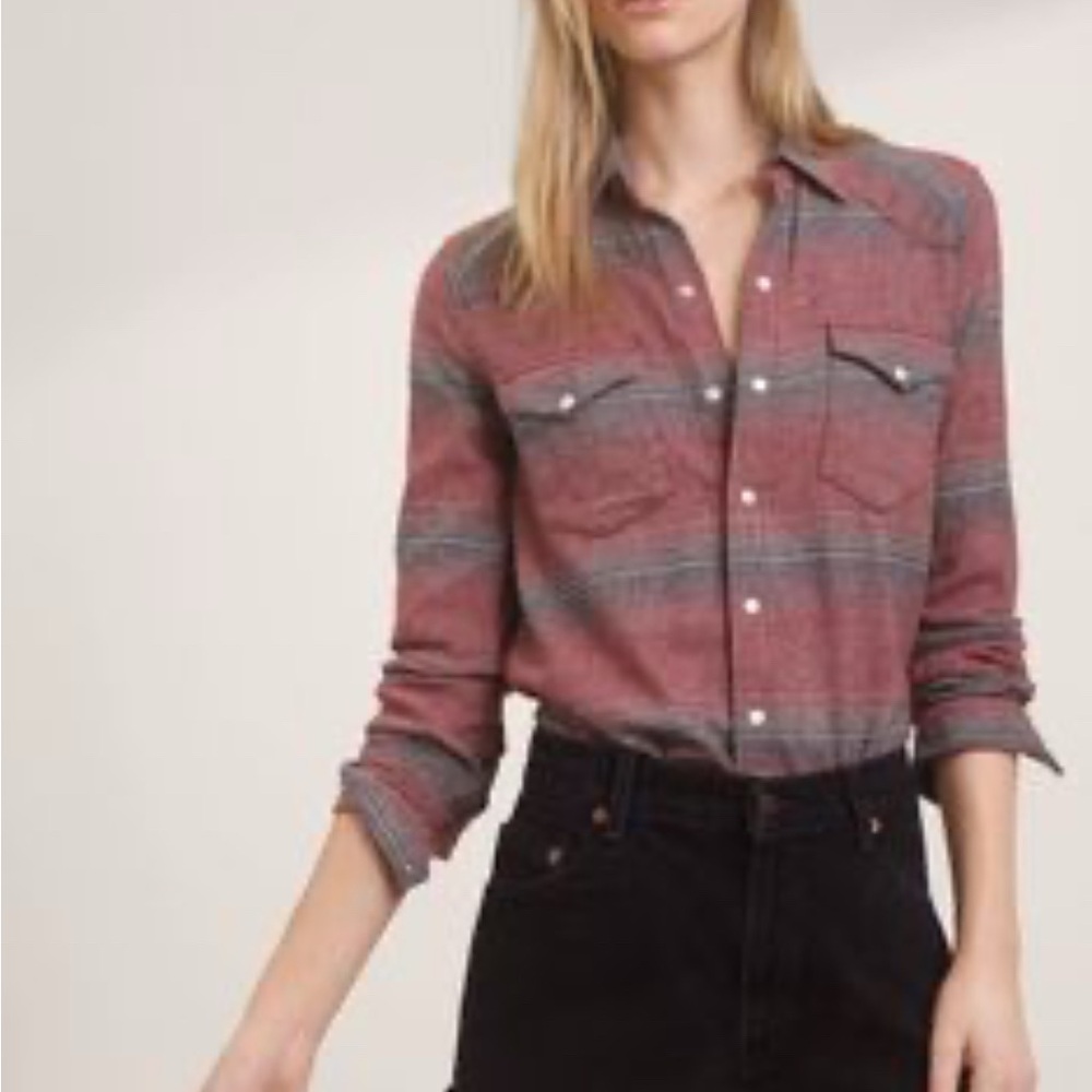 Aritzia TNA Golden Button-Up plaid Shirt